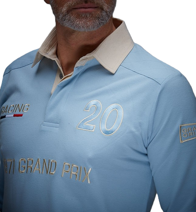 1971 Polo Long Sleeve Light Blue fra GPO Originals med klassisk motorsport-inspireret design