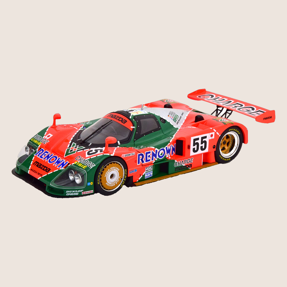 1:18 MAZDA 787 B WINNER 24H LE MANS 1991 - 1:18 model af Mazda 787B, vinder af Le Mans 1991, ideel til motorsportsamlinger.