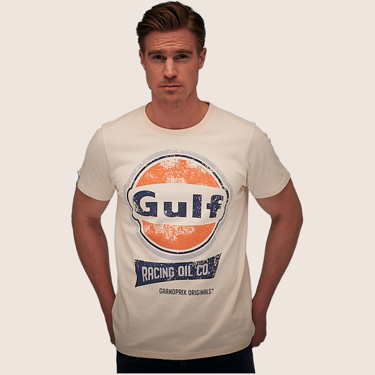 Oil Racing T-Shirt (Cream) – Cream Oil Racing t-shirt, med retro motorsportslook.