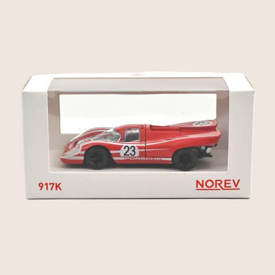 Porsche 917 Nr. 23 Jet Car 1:43 Norev – Detaljeret modelbil i skala 1:43, der gengiver den legendariske Le Mans-vinder med autentisk design og klassisk Porsche-racingstil.