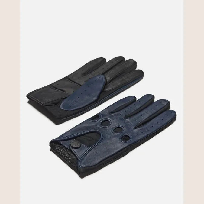 Frederik, Deep Blue / One-Size – Sofistikerede dybblå kørehandsker i læder, ideelle til stilbevidste førere.