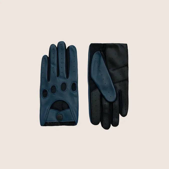 Frederik, Deep Blue / One-Size – Sofistikerede dybblå kørehandsker i læder, ideelle til stilbevidste førere.