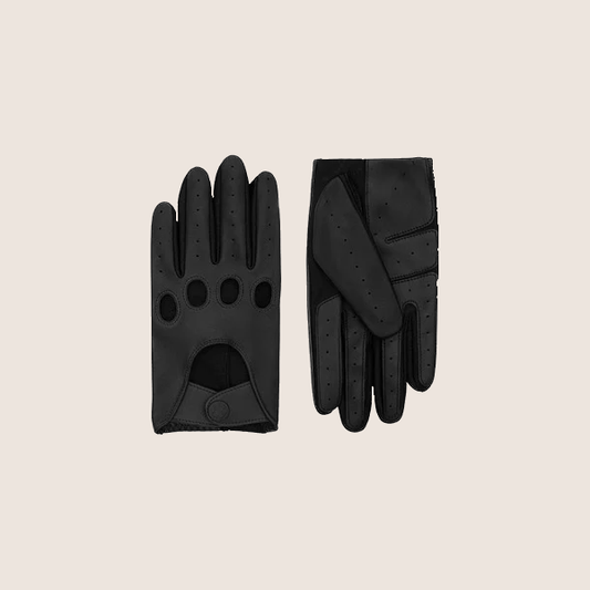 Frederik, Black / One-Size – Tidløse sorte kørehandsker i luksuriøst læder, perfekt greb og komfort på farten.