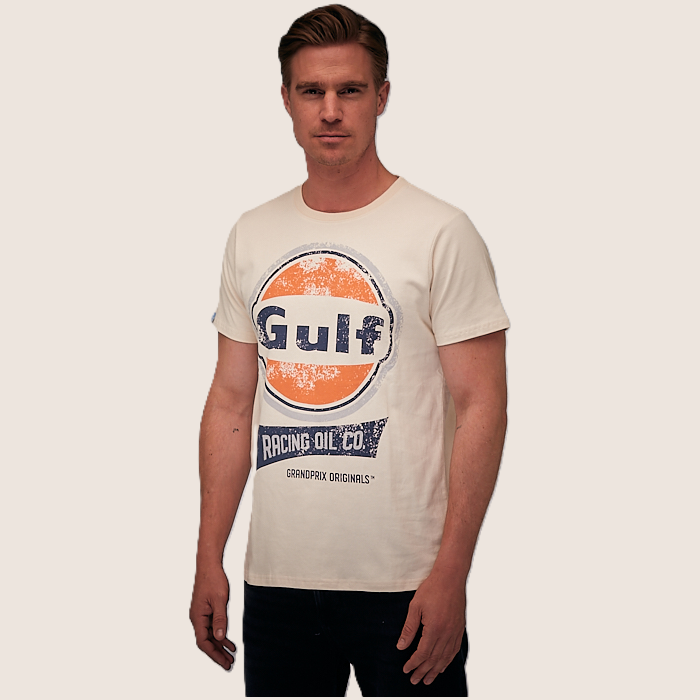 Oil Racing T-Shirt (Cream) – Cream Oil Racing t-shirt, med retro motorsportslook.