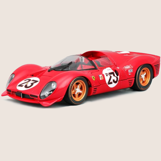 Bburago Ferrari 330 P4 1:24 bilmodel i rød med detaljeret design og autentisk Ferrari-stil
