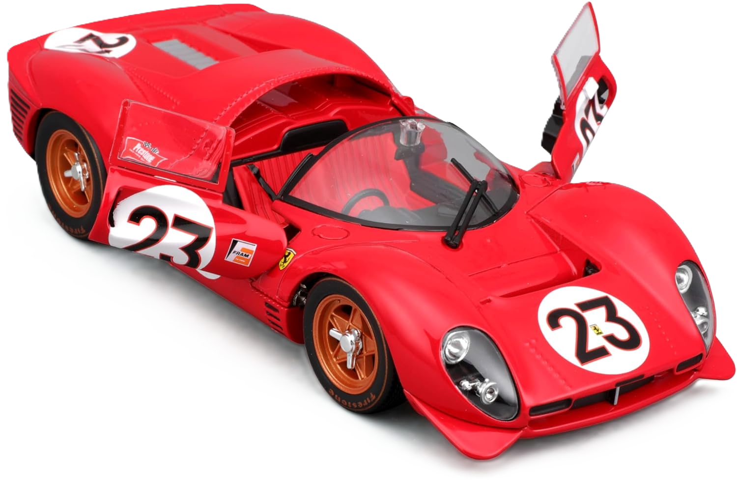 Bburago Ferrari 330 P4 1:24 bilmodel i rød med detaljeret design og autentisk Ferrari-stil