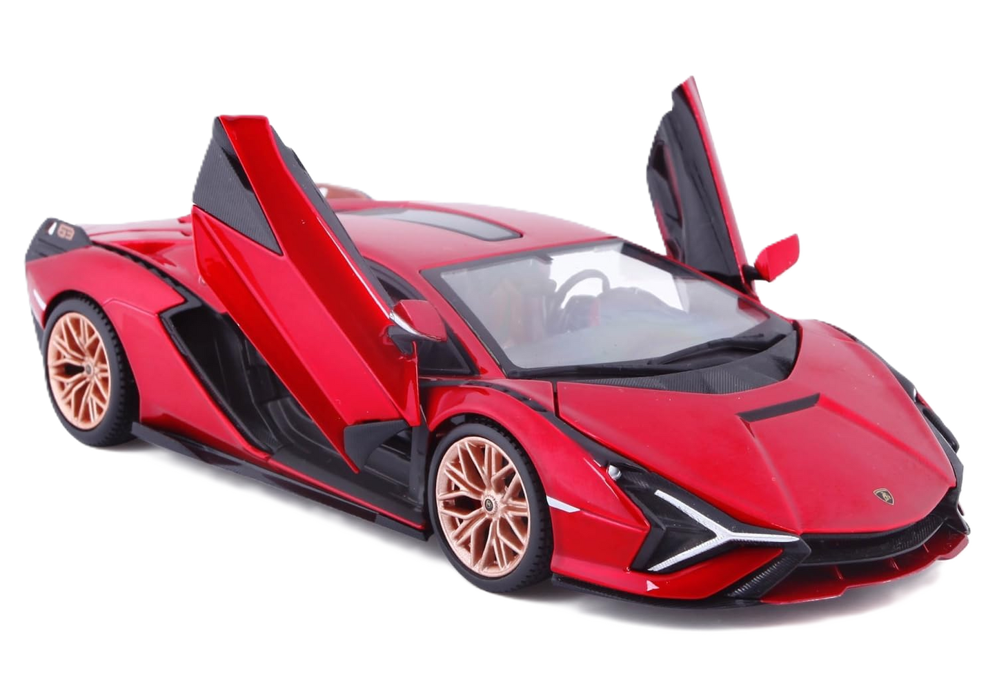 Bburago Lamborghini Sián FKP 37 1:24 bilmodel i rød med detaljeret og autentisk Lamborghini-design