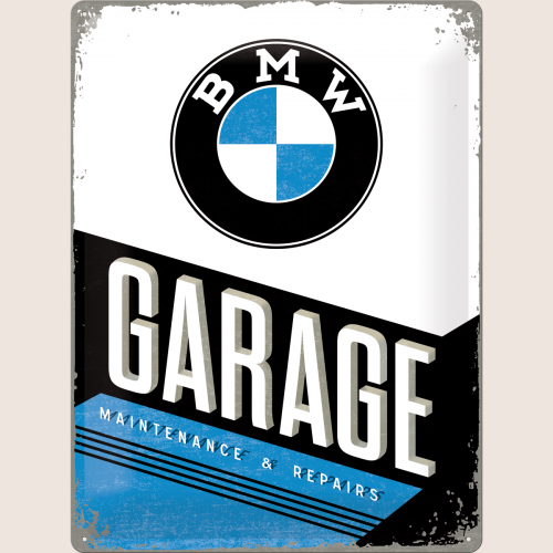 BMW Garage Metalskilt 30x40 cm – Stilfuldt skilt med klassisk BMW-design, perfekt til garagen, værkstedet eller bilentusiastens samling.