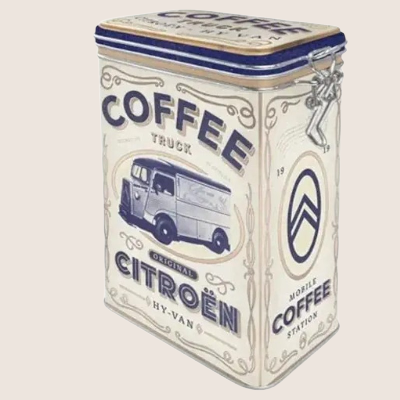 Citroën - Coffee Truck Clip Top Dåse – Citroën Coffee Truck-design på en opbevaringsdåse, klassisk og stilfuld.