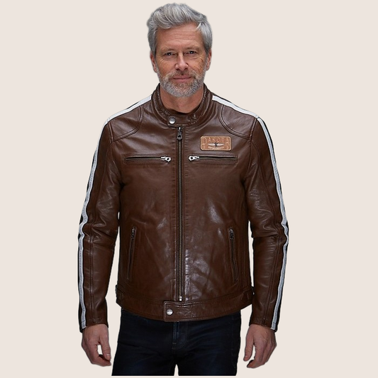 DK Race Jacket Choco – DK Race jakke i chokoladebrun, stilfuld og funktionel til motorsportsglade fans.