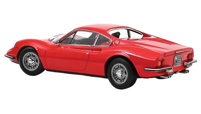 Ferrari 246 GT Dino 1968 1:18 model i rød med detaljeret karrosseri og realistisk interiør