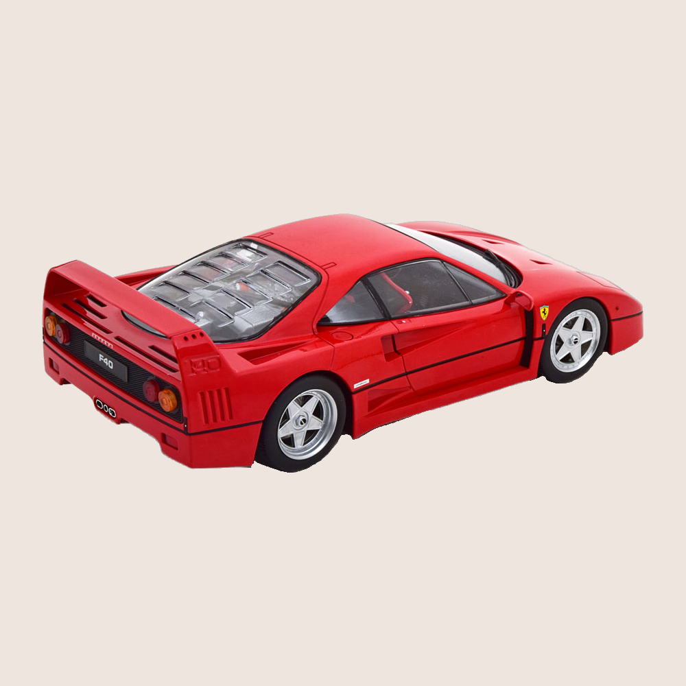 1:18 Ferrari F40 Red Seats 1987 Red – Eksklusiv 1:18 model af Ferrari F40 fra 1987 med røde sæder. En klassisk samlermodel.