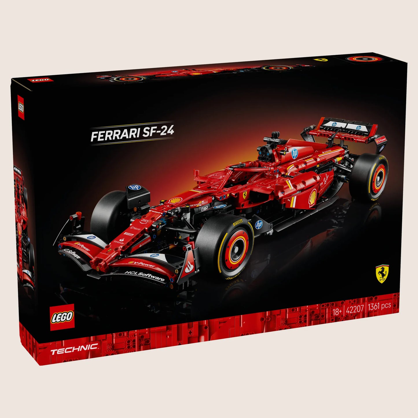 Ferrari SF-24 F1 (STOR) LEGO – Stor LEGO-model af Ferrari SF-24 Formel 1-bil. Detaljerig og perfekt til Ferrari-entusiaster.