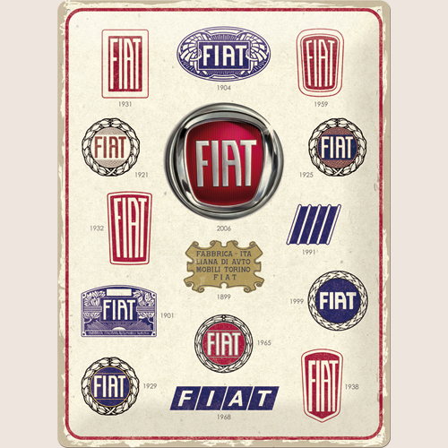 Fiat Logo Evo, 30x40cm Sign – Stort Fiat-logo metalskilt, perfekt til bilsamleren.