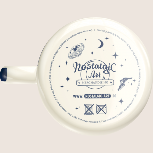 Goodyear krus - Emalje – Retro Goodyear emaljekrus, perfekt til bilentusiaster og samlere.