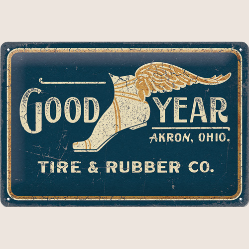 Goodyear - Wing Foot Logo 1901 Tin Signs 20x30cm – Klassisk Goodyear metal skilt, ideelt til samlere.
