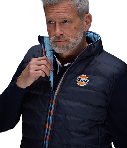 Gulf Wendeweste Blue fra GrandPrix Originals – vendbar vest med Gulf-farver og motorsportinspireret design