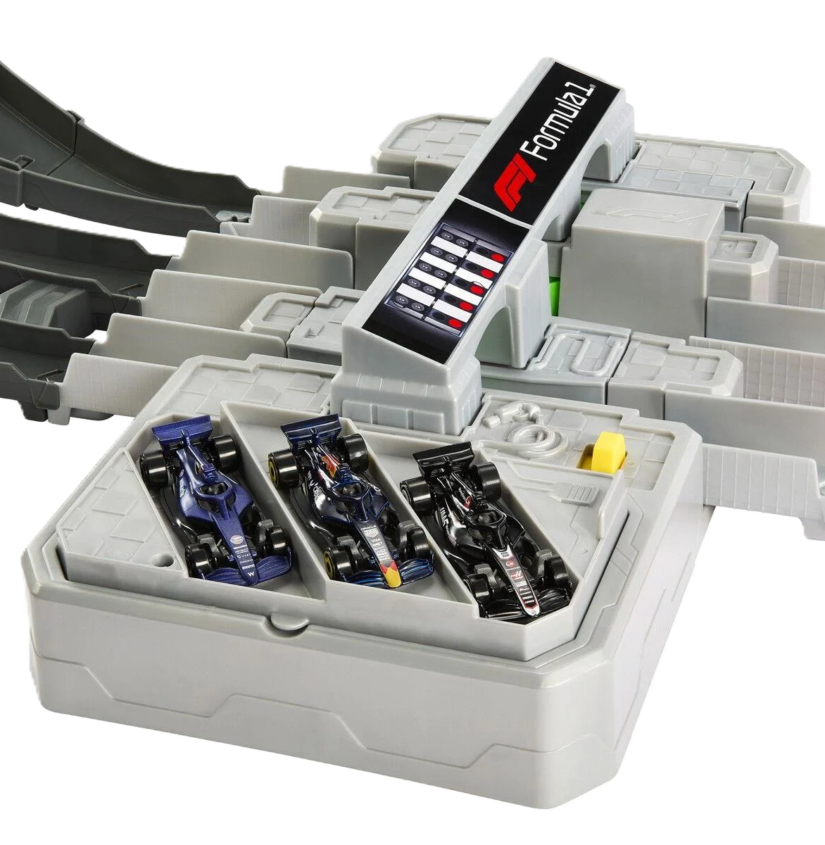 Hot Wheels Grand Prix track set inspireret af Formel 1 med højhastighedsbaner