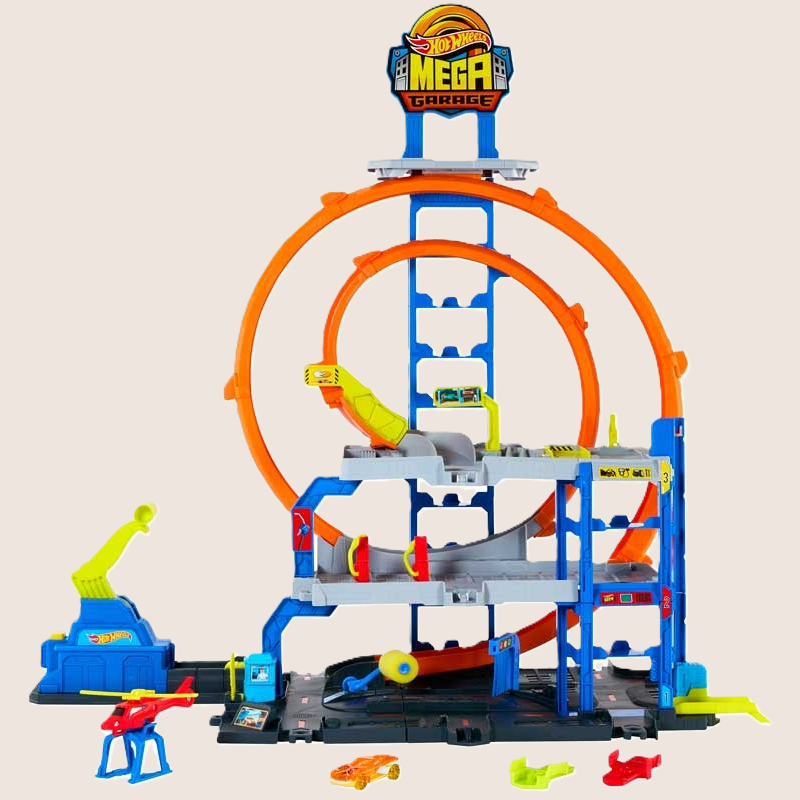 Hot Wheels City Mega Loop Garage med loops og stunt-funktion til Hot Wheels-biler