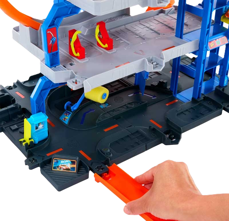 Hot Wheels City Mega Loop Garage med loops og stunt-funktion til Hot Wheels-biler