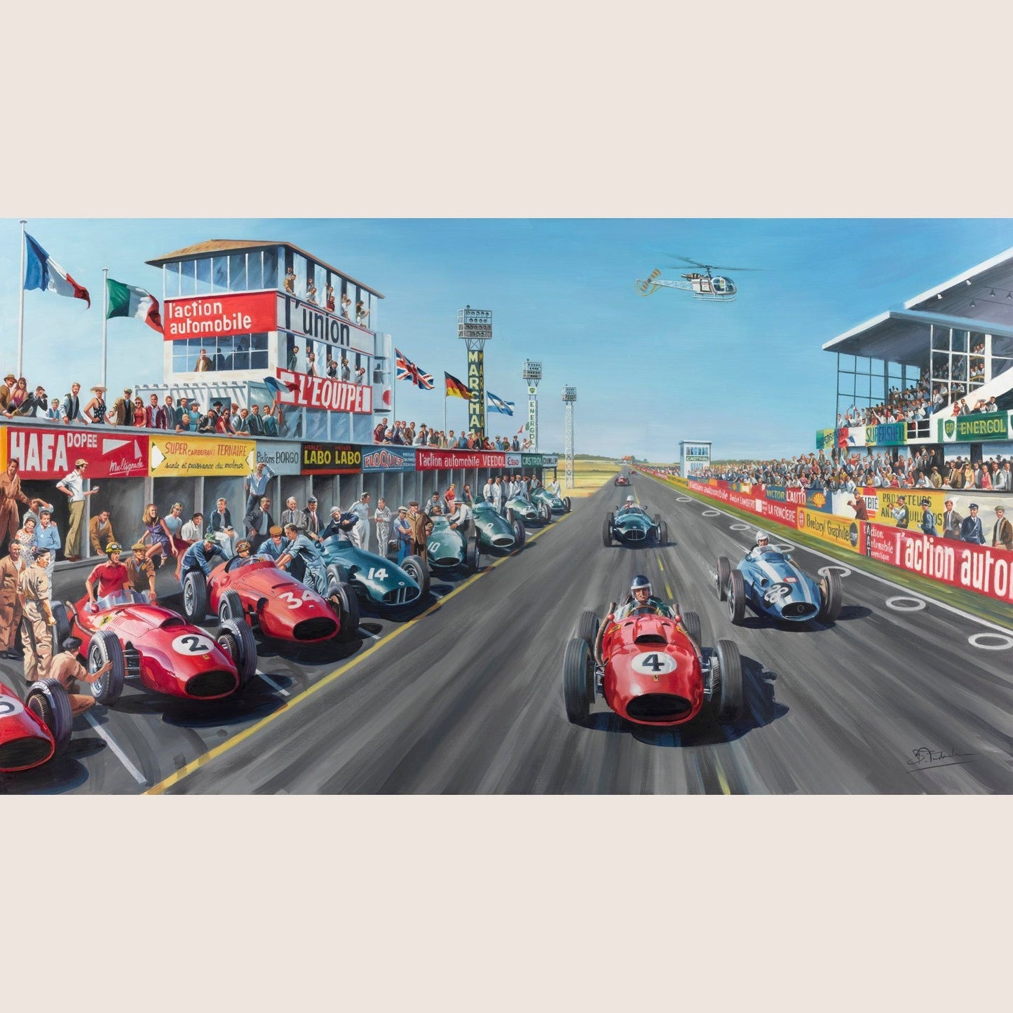 Grand Prix de Reims 1958 - 100x60 - Klassisk print af Grand Prix de Reims 1958, ideel til racingfans og samlere.