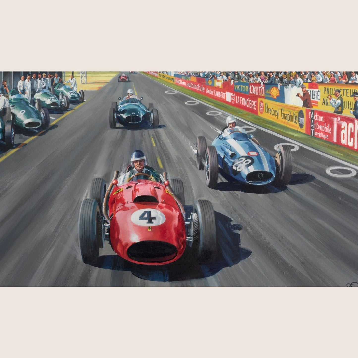 Grand Prix de Reims 1958 - 100x60 - Klassisk print af Grand Prix de Reims 1958, ideel til racingfans og samlere.