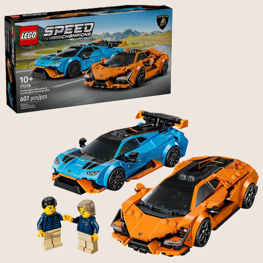 LEGO Lamborghini Revuelto & Huracán STO 77238 med detaljeret superbil-design og autentisk Lamborghini-stil