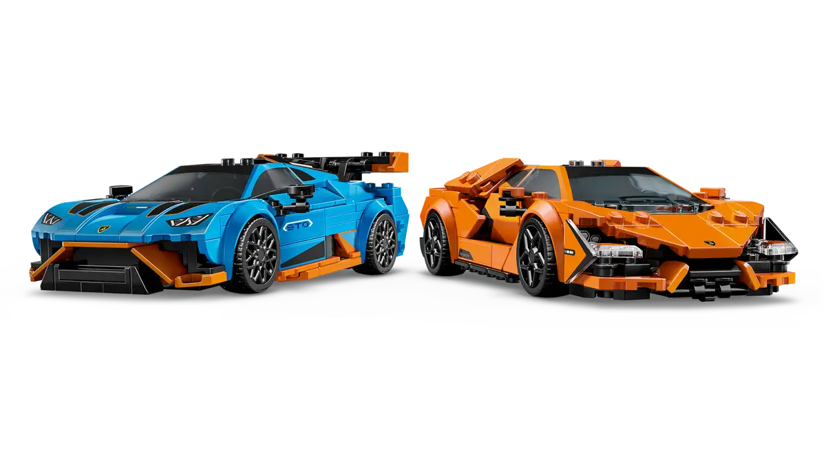 LEGO Lamborghini Revuelto & Huracán STO 77238 med detaljeret superbil-design og autentisk Lamborghini-stil