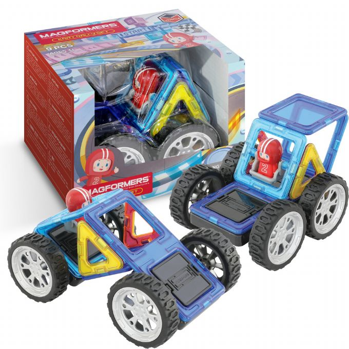 Magformers Kart Rally Set 9 pcs – Byggesæt fra Magformers med 9 dele til et racerløb.