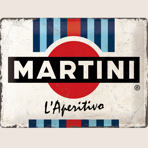 Martini Logo Metalskilt 30x40 cm – Elegant skilt med det ikoniske Martini-logo. Perfekt til bar, garage eller samlerhjørnet.