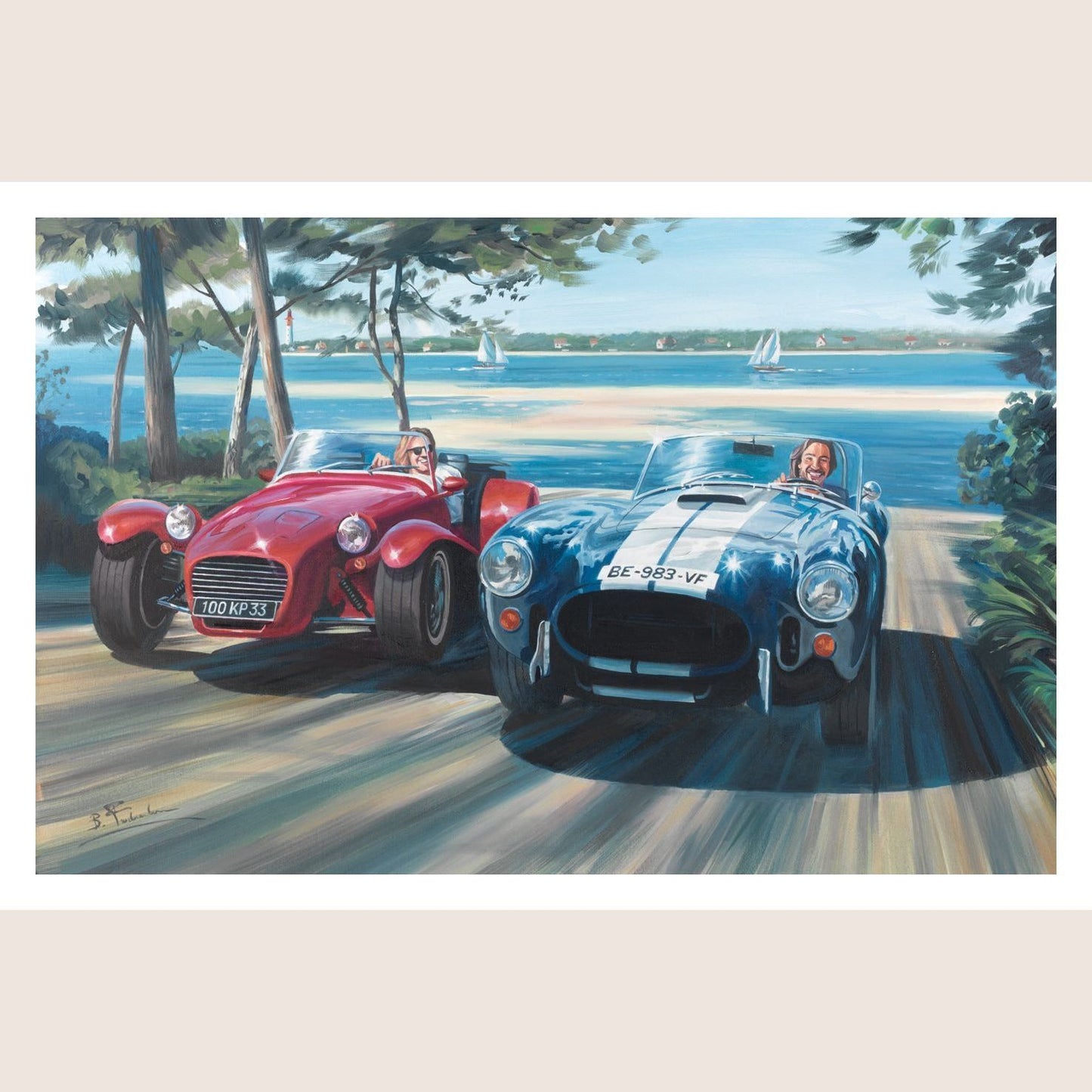 Postkort – Postkort med klassiske bilmotiver, ideelt til samlere og entusiaster.