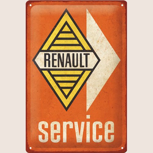 Renault Service tin-skilt 20x30 cm med klassisk design og ikonisk logo