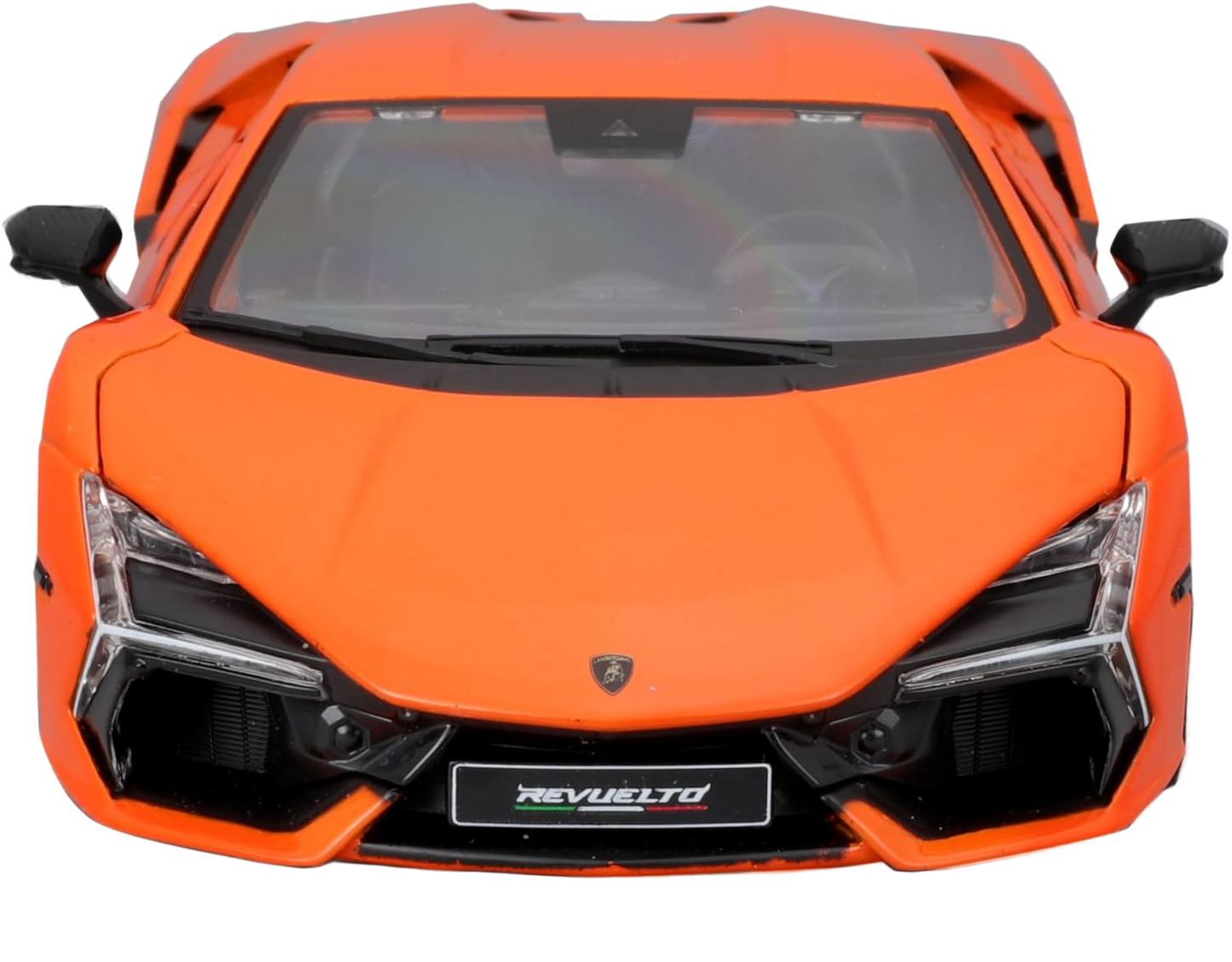Bburago Lamborghini Revuelto 1:24 – detaljeret diecast-model i orange med åbne døre og motorhjelm. Perfekt til samlere og motorsportsentusiaster.
