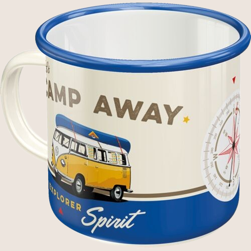 Volkswagen Let’s Camp Away dåse – Retro Volkswagen opbevaringsdåse med campingtema, perfekt til VW-elskere.