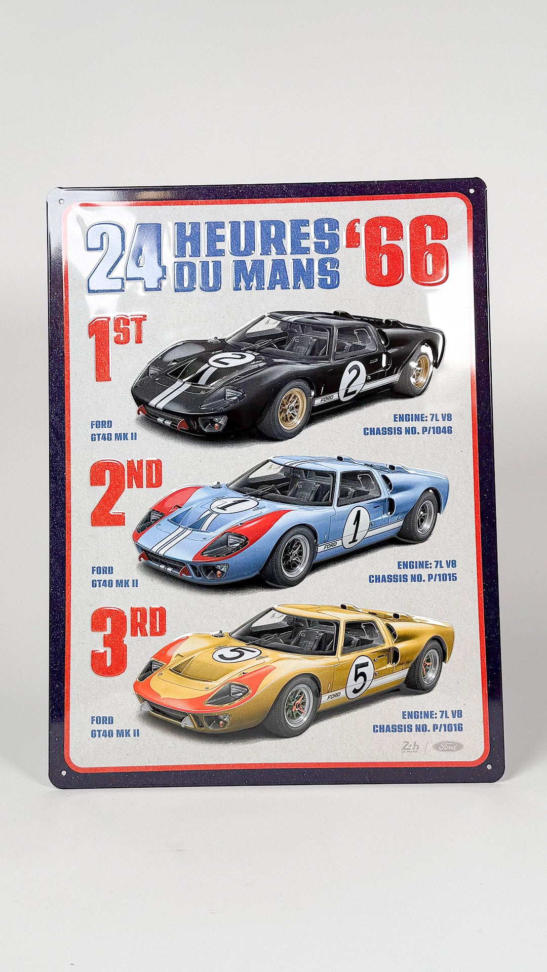 24H Le Mans 1966 Ford GT40 Winners Skilt 30x40