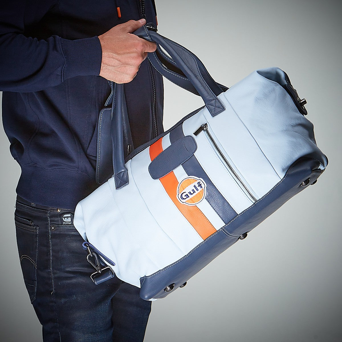 Gulf Leather Travelbag Light Blue Medium