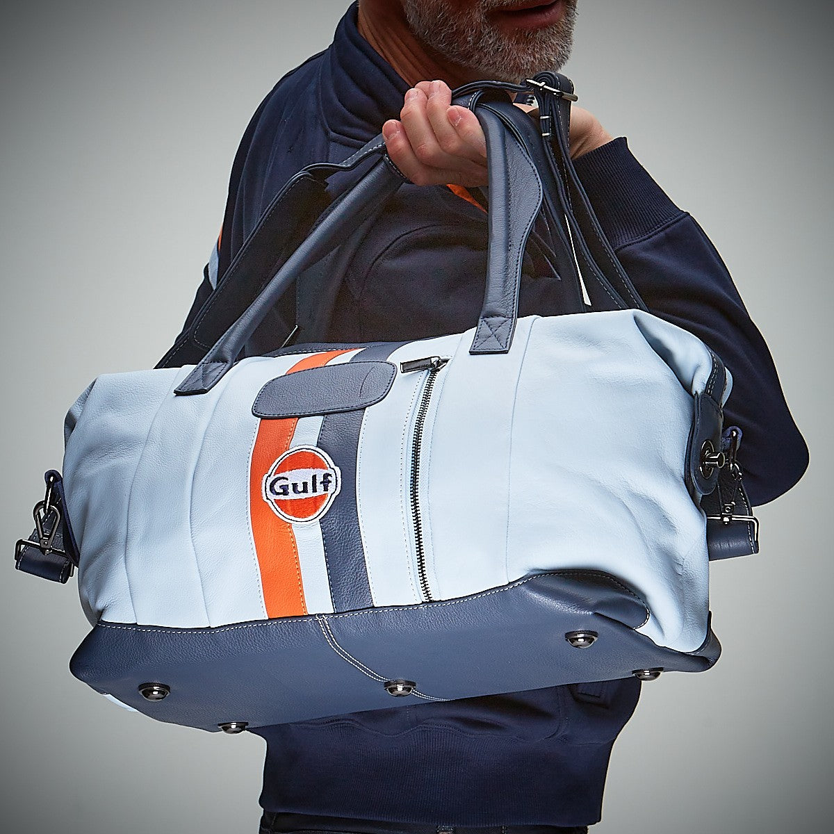 Gulf Leather Travelbag Light Blue Medium