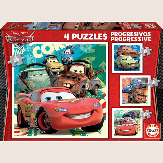 McQueen Educa 12-16-20-25 Cars puslespil – Cars puslespil med Lynet McQueen, sjov og lærerig aktivitet for børn.