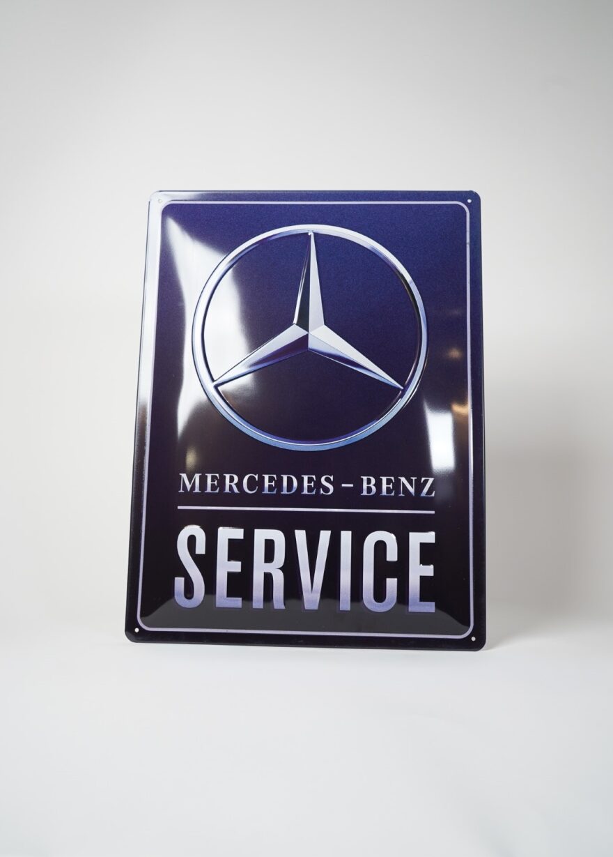 Mercedes-Benz Service skilt 30x40 cm med ikonisk logo og retrodesign