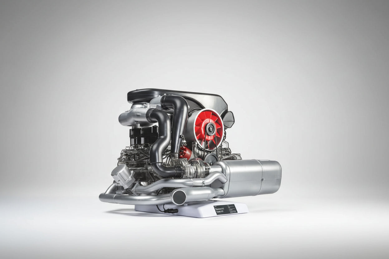 Porsche 911 Turbo Engine Kit skala 1:3 – funktionel saml-selv motor med ca. 200 dele