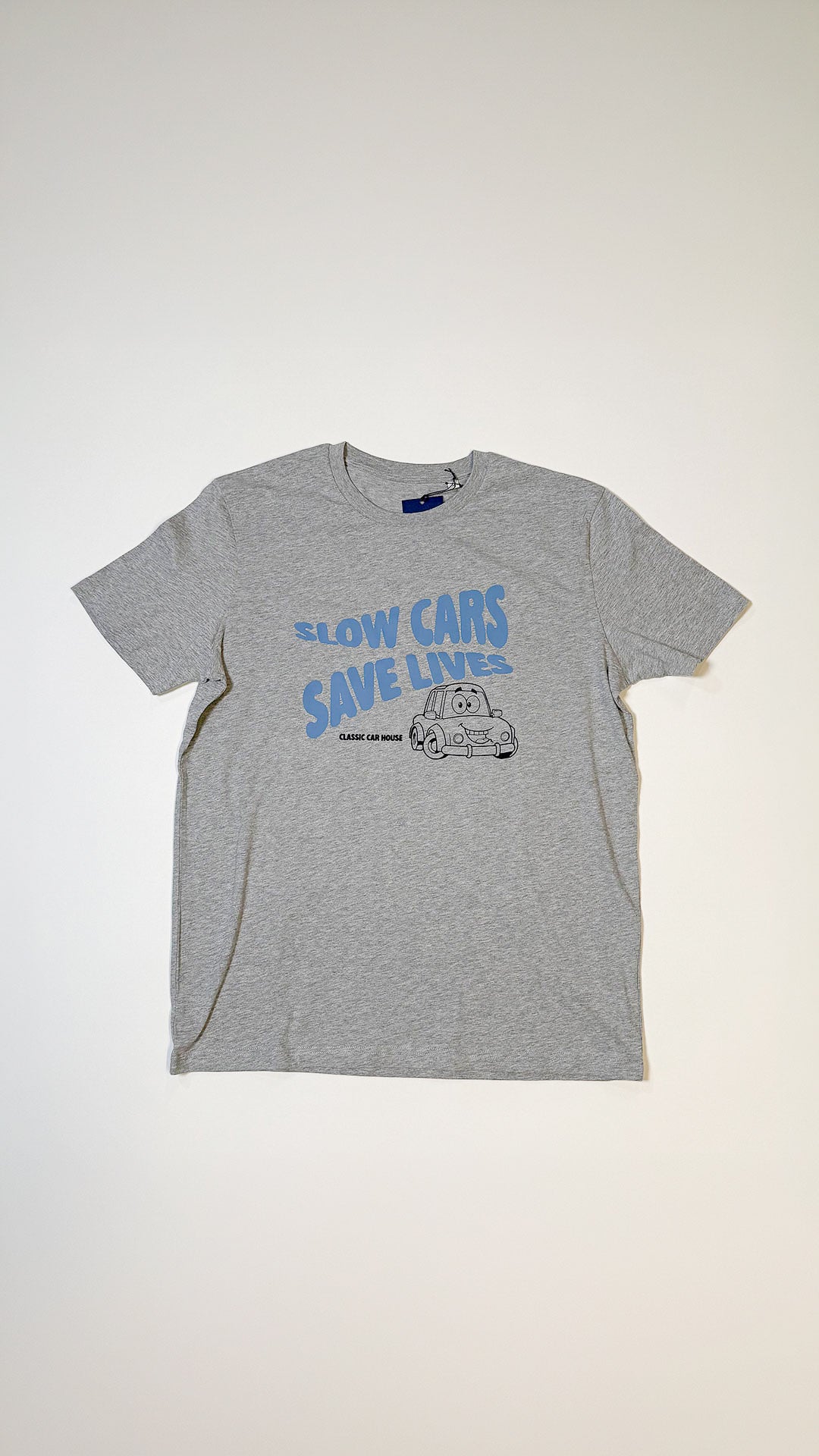 Slow Cars Save Lives Tegning T-Shirt Grå