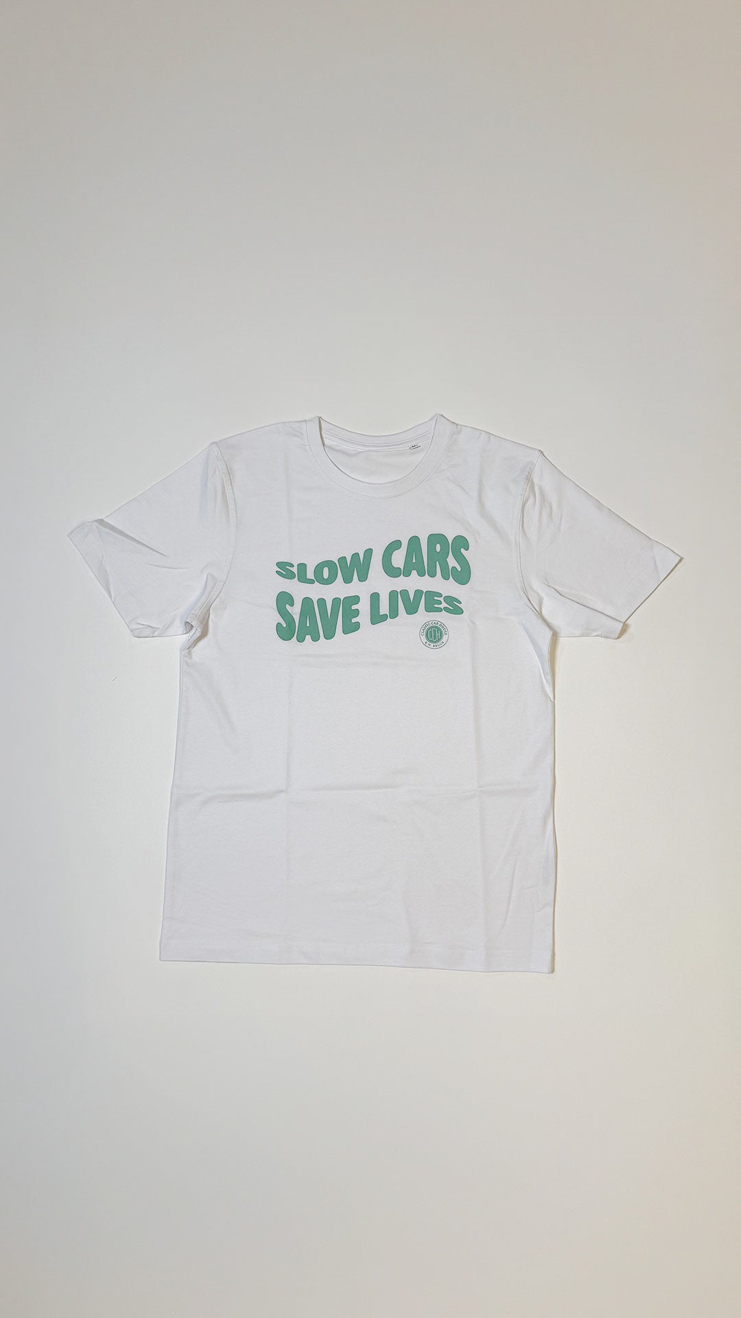 Slow Cars Save Lives T-Shirt Hvid