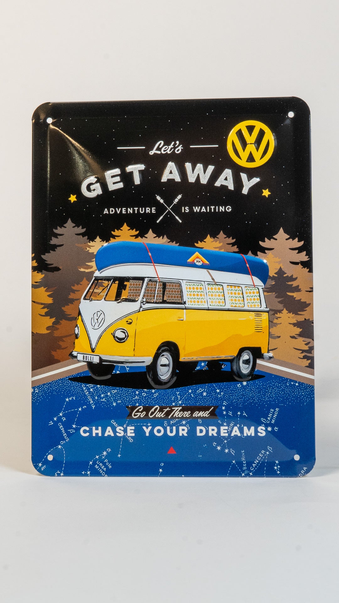 Volkswagen Bulli Let's Get Away Night Skilt 15x20