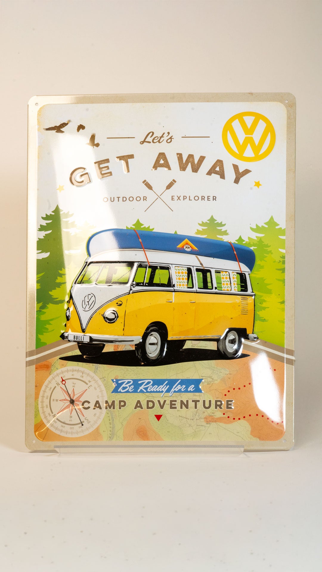 Volkswagen Bulli Lets Get Away Skilt 30x40