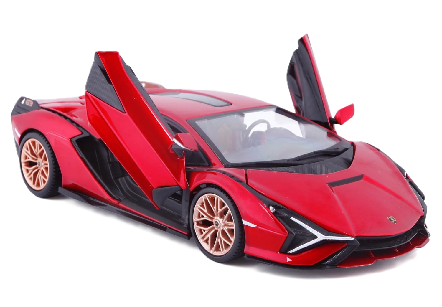 Bburago Lamborghini Sián FKP 37 1:24 bilmodel i rød med detaljeret og autentisk Lamborghini-design