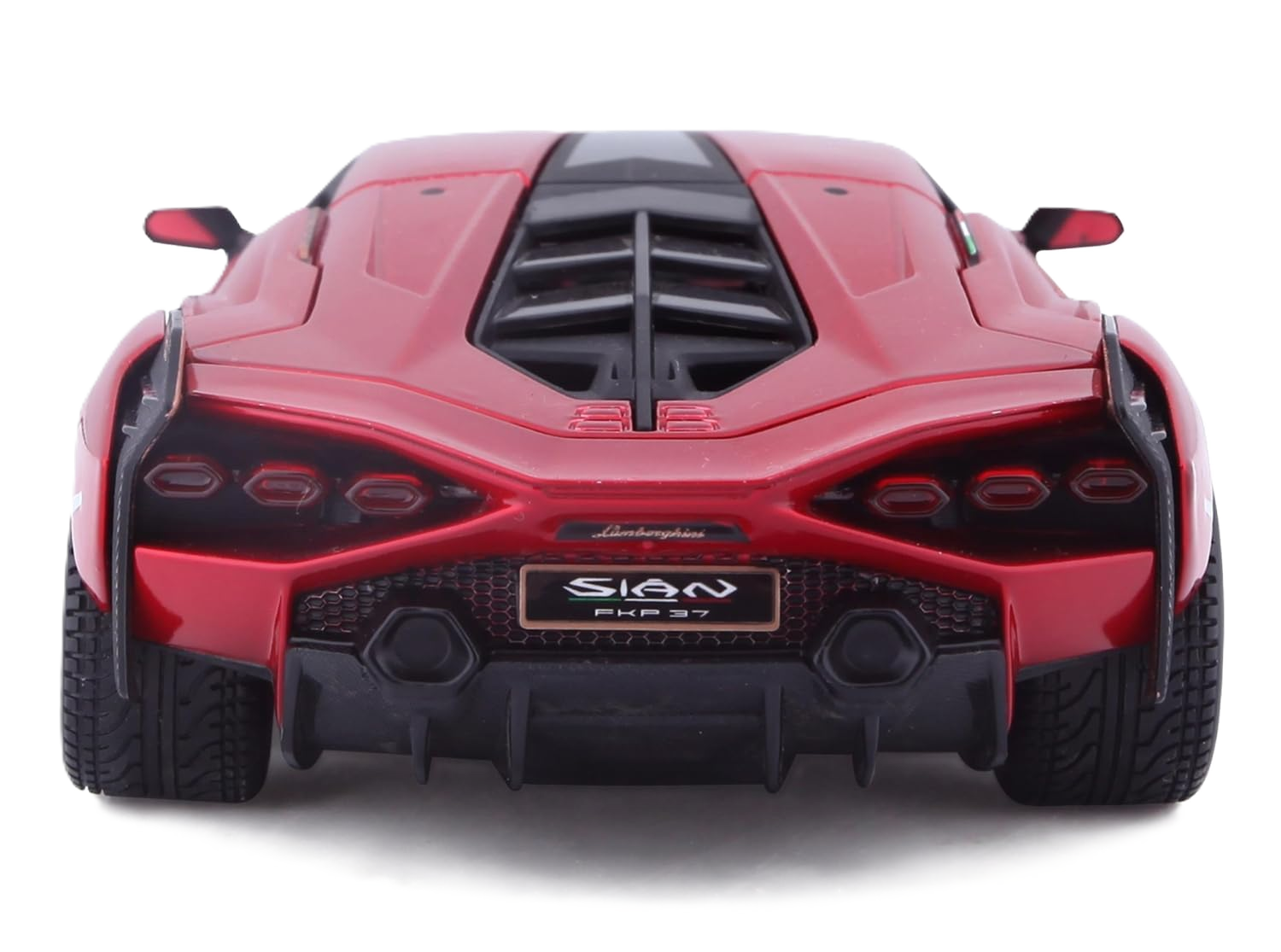 Bburago Lamborghini Sián FKP 37 1:24 bilmodel i rød med detaljeret og autentisk Lamborghini-design