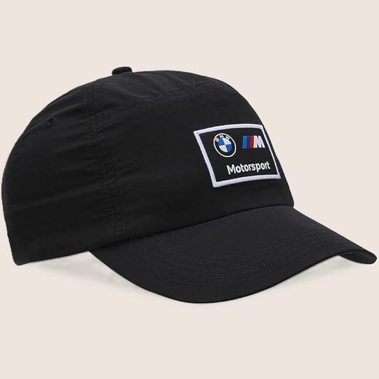 BMW MMS Heritage BB Cap i sort fra Puma med broderet BMW M-logo og justerbar pasform