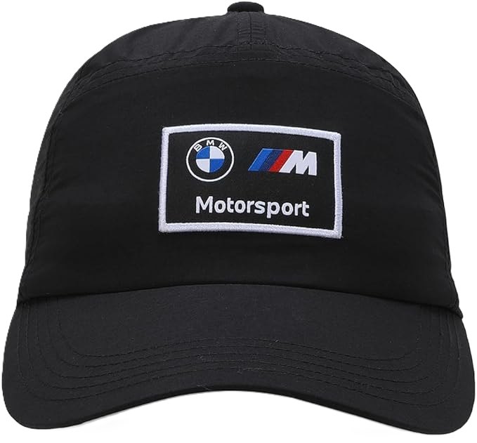 BMW MMS Heritage BB Cap i sort fra Puma med broderet BMW M-logo og justerbar pasform