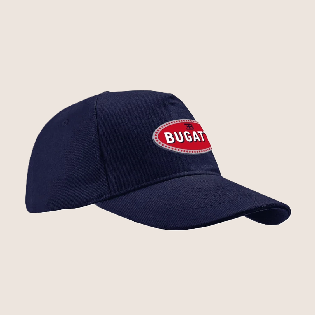 Blå Bugatti baseball cap med broderet Macaron-logo og justerbar pasform