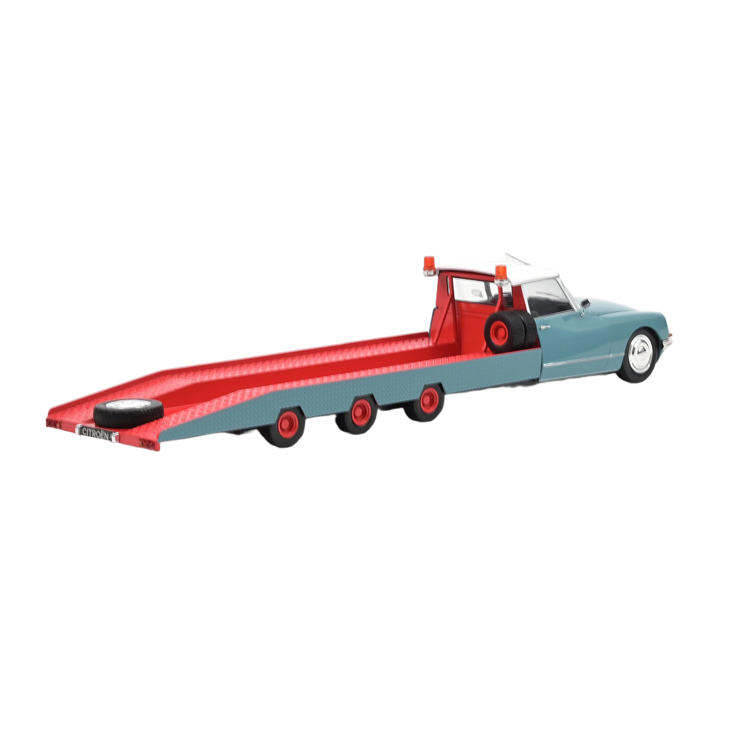 Citroën DS Tissier Car Transporter 1:18 – Norev – Detaljeret model af den ikoniske Citroën DS Tissier autotransporter i skala 1:18. Perfekt til samlere af klassiske biler og unikke transportkøretøjer.